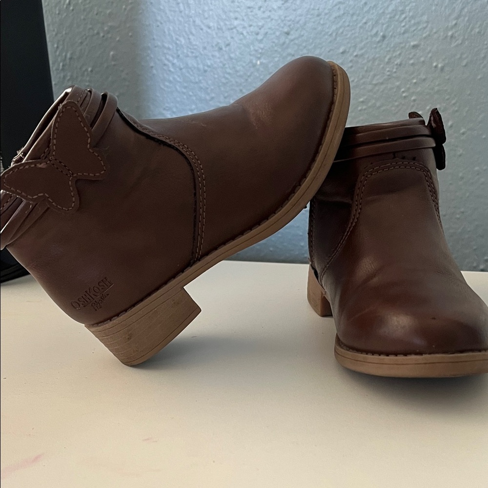 OshKosh B'gosh Brown Ankle Boots with Butterfly Accent